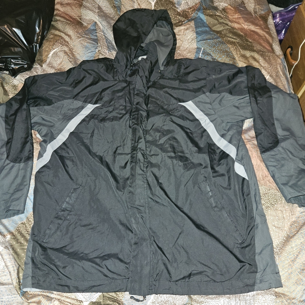Men's Black and Gray Hooded Jacket